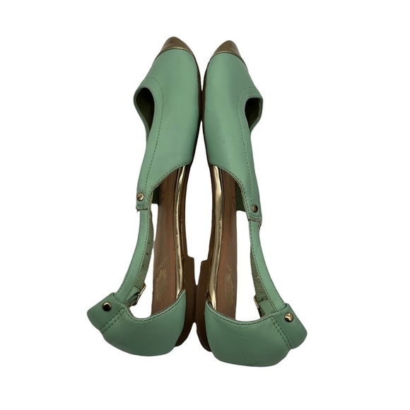 Yellow Box Brietta Blue Gold Pointed Cap Toe Flats Size 8 Women's - Picture 5 of 8